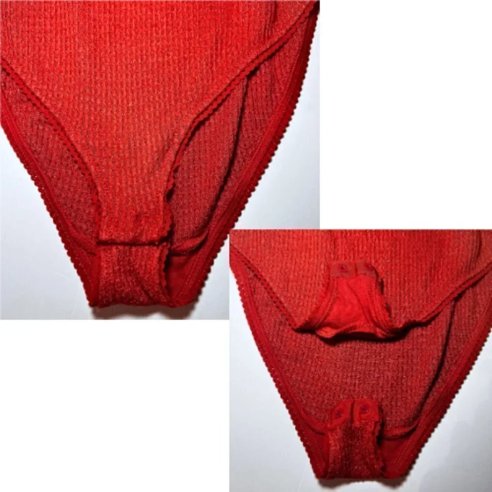 INTIMATELY FREE PEOPLE Burnt Orange Waffle Knit Turtleneck Bodysuit Size S - Picture 6 of 9